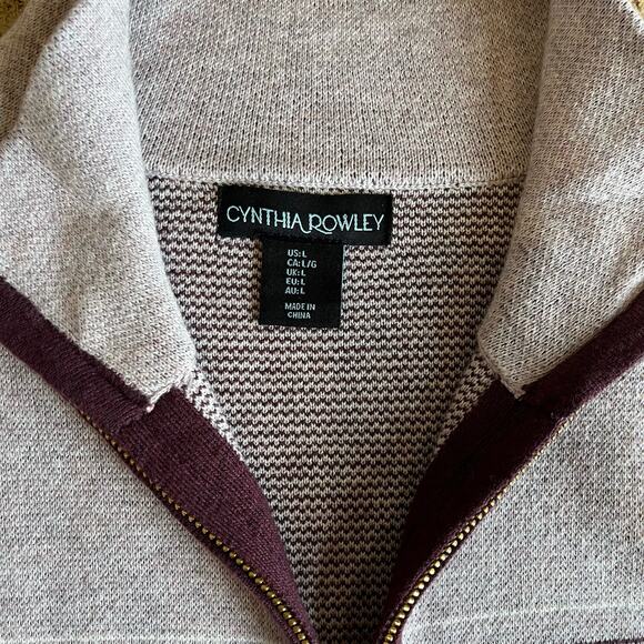 Cynthia Rowley Cardigan Sweater Women's Size Large Mauve Burgundy Aztec Nordic - Picture 7 of 8